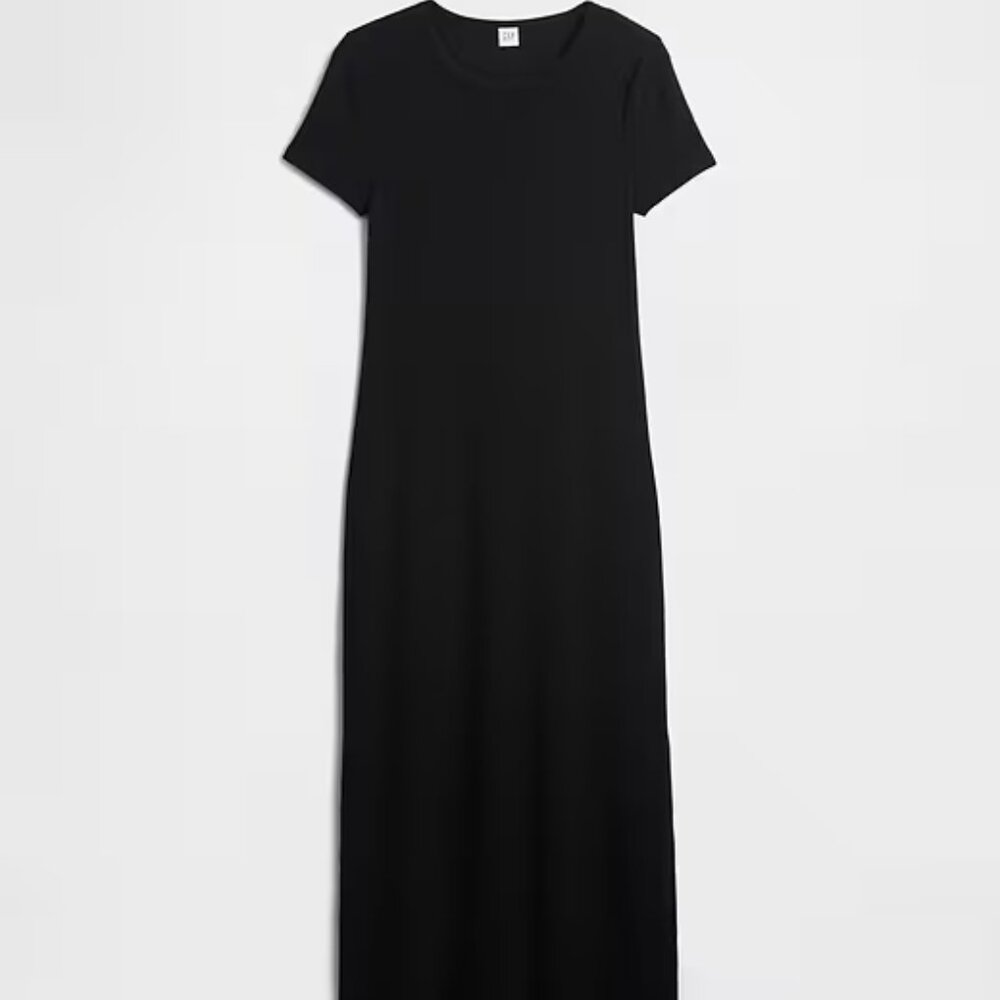 GAP Black Ribbed Maxi Dress/NWT/L - Picture 6 of 14